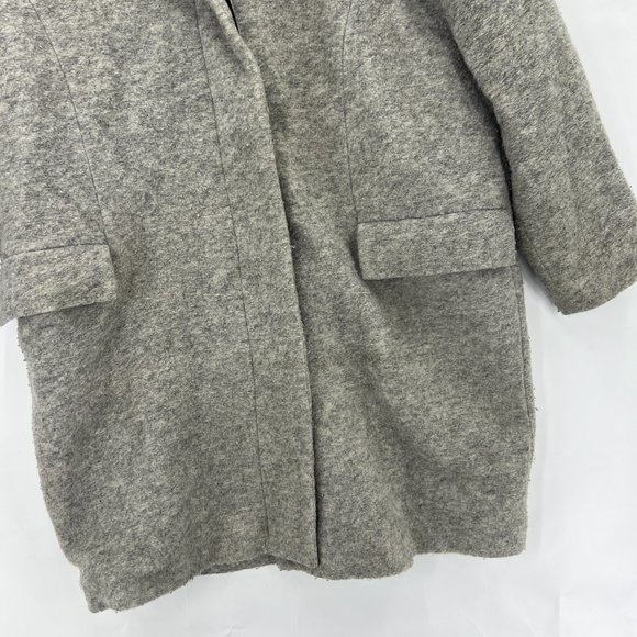 SAMSOE & SAMSOE Women's Designer Gray Front Button Long Pea Coat Oversized M - Picture 5 of 10